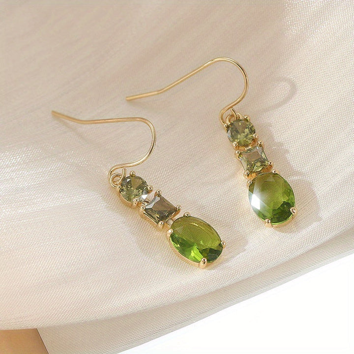 Brincos Pendentes Retro Verdes Elegantes