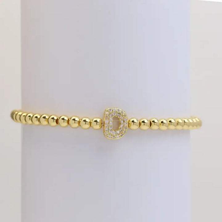 Pulseira de Contas com Inicial Bubble A–Z