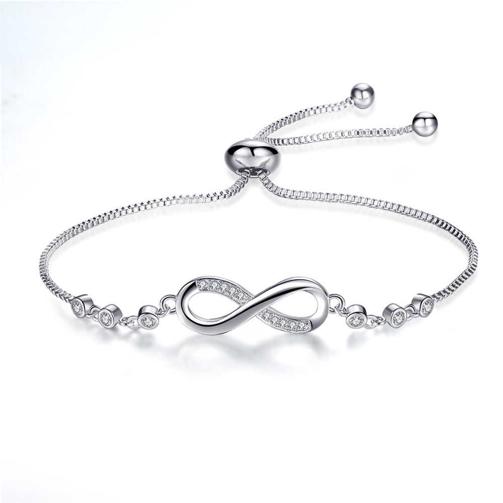 Pulseira Prateada Ajustável com Infinito