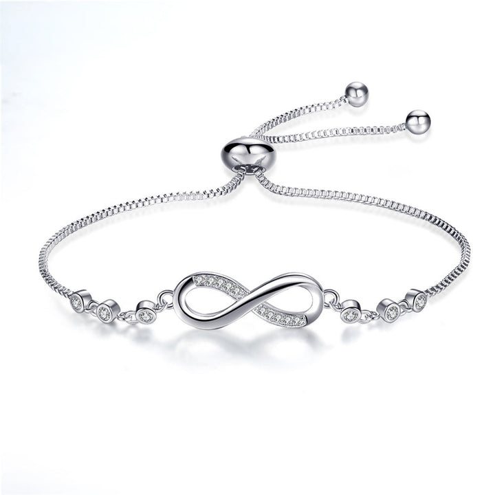 Pulseira Prateada Ajustável com Infinito