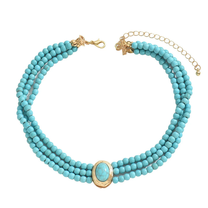 Colar de Contas Vintage Elegante com Turquesa