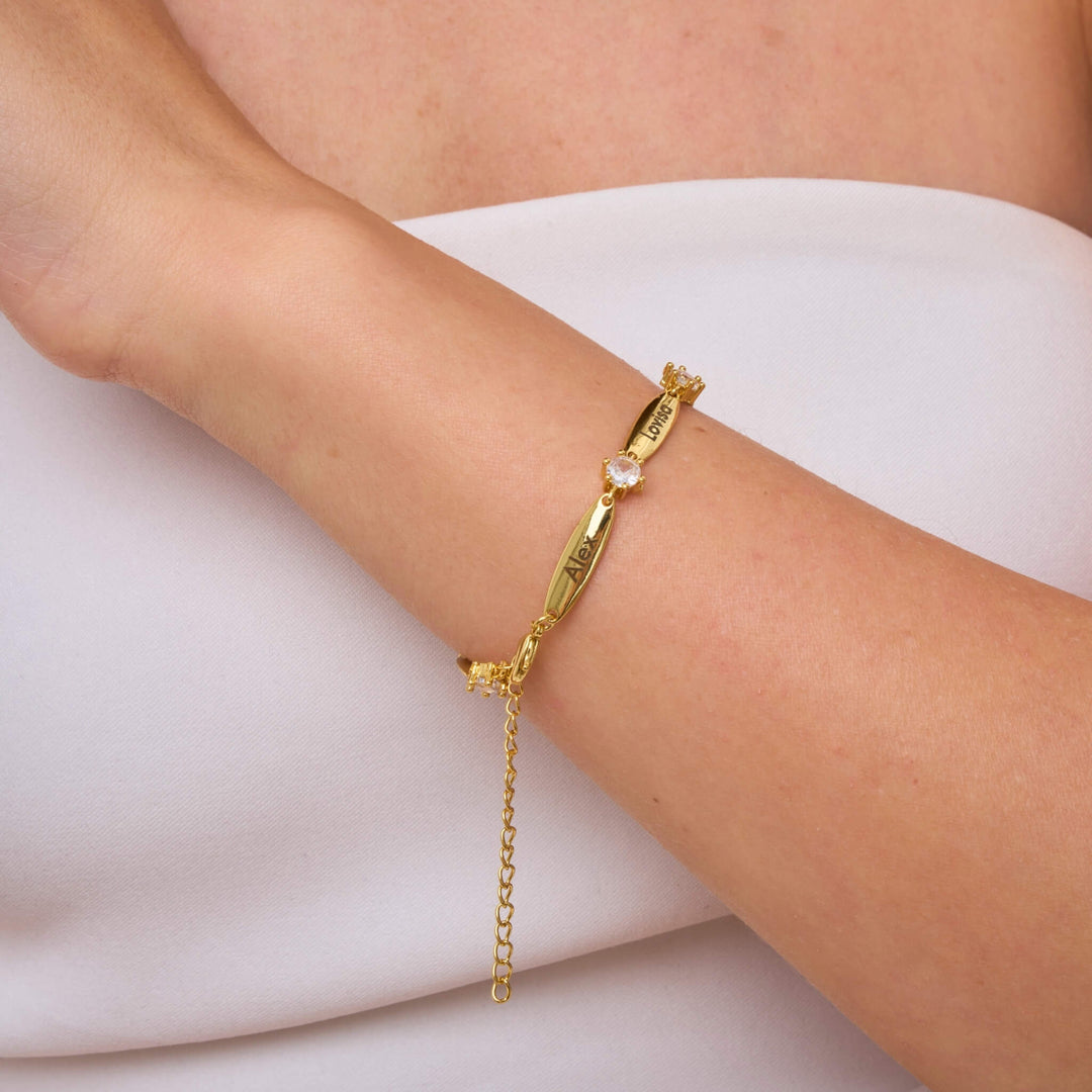 Pulseira Personalizada com Placas e Cristais