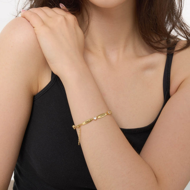 Pulseira Personalizada com Placas e Cristais