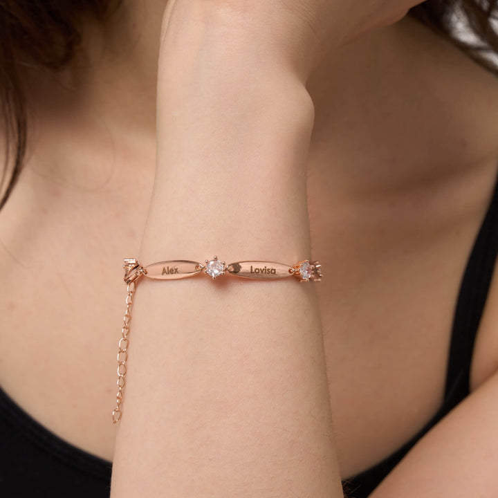Pulseira Personalizada com Placas e Cristais