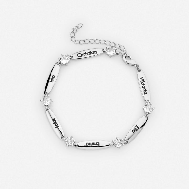 Pulseira Personalizada com Placas e Cristais