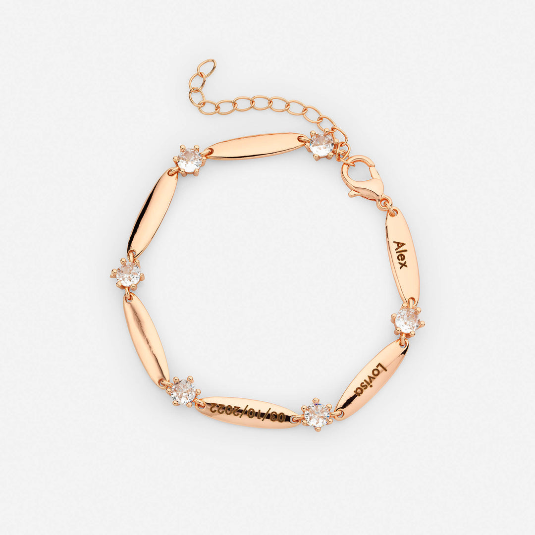 Pulseira Personalizada com Placas e Cristais