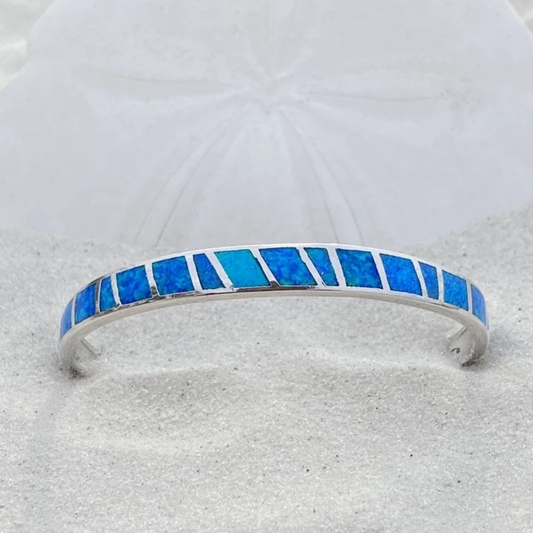 Pulseira Azul e Prateada com Opala
