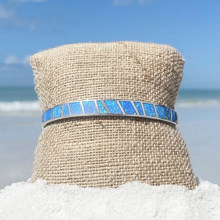 Pulseira Azul e Prateada com Opala