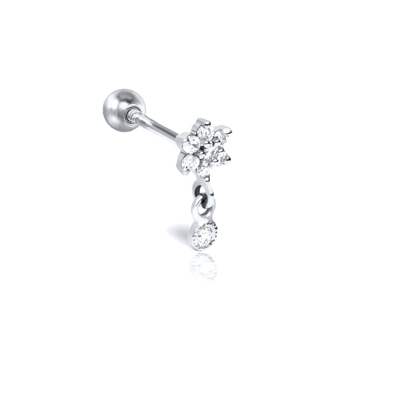 Brincos de Pressão Pendentes Pavé, Prata S925