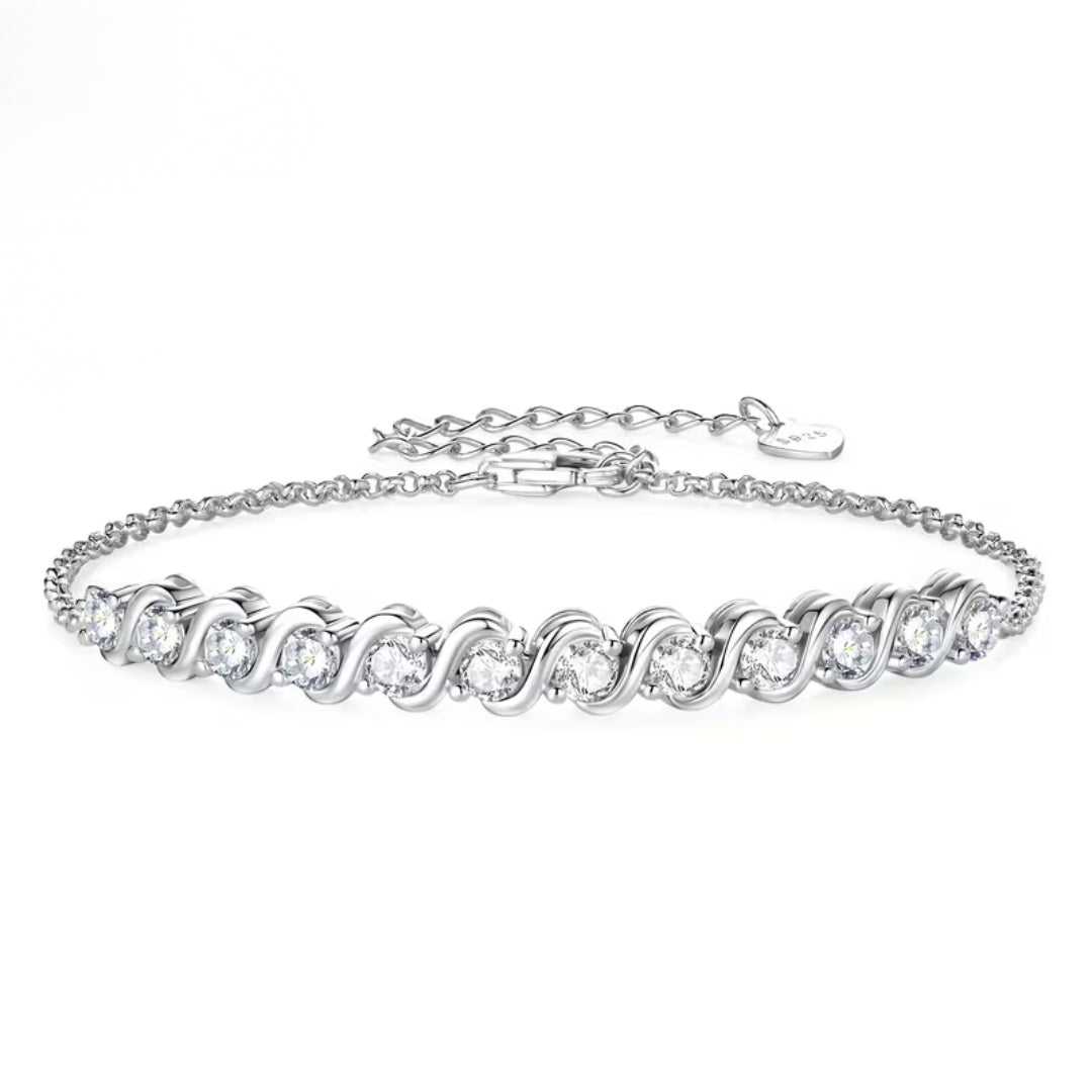 Pulseira com Fila de Cristais Redondos