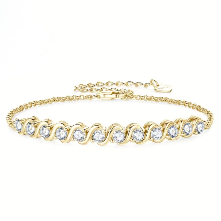 Pulseira com Fila de Cristais Redondos