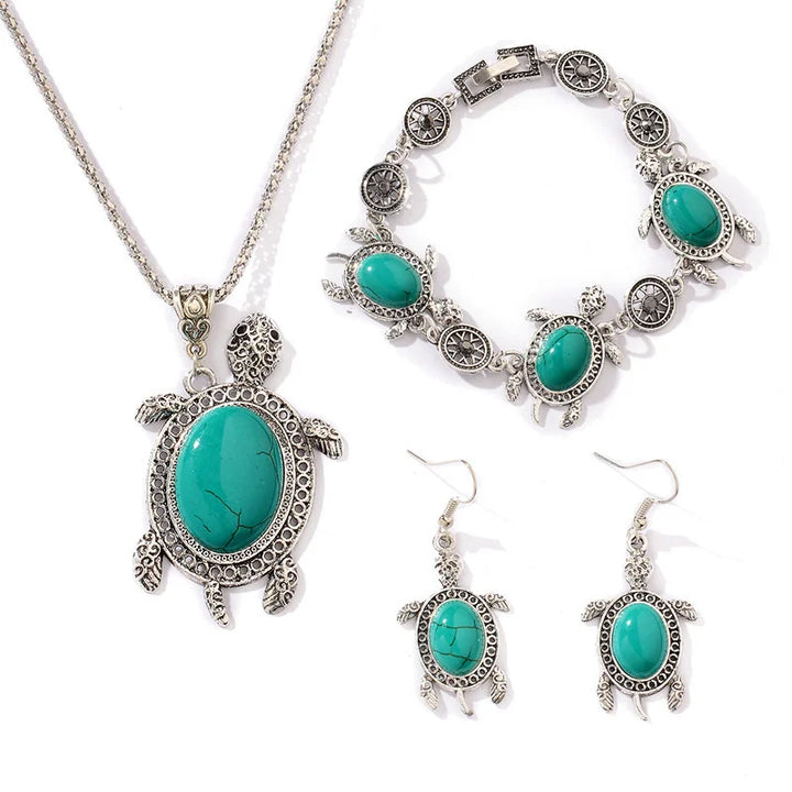 Conjunto de Joias com Tartaruga Turquesa