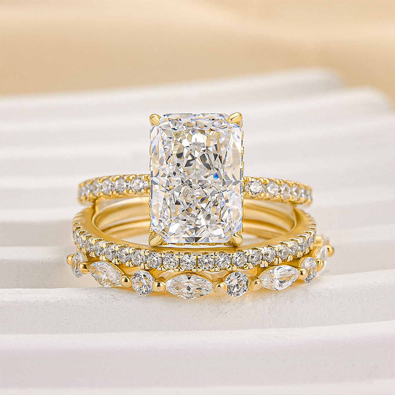 Conjunto de Noiva de Três Anéis Jaily | Ouro