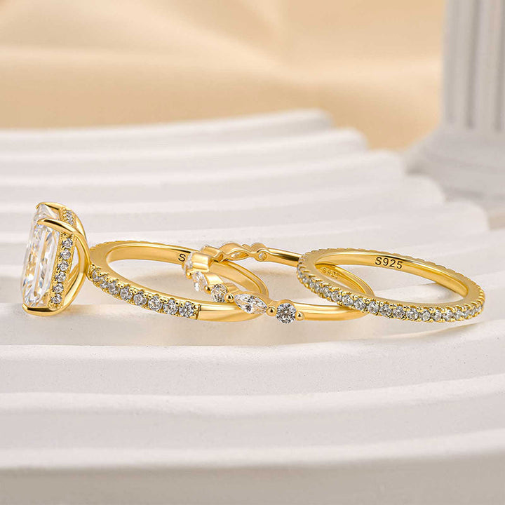 Conjunto de Noiva de Três Anéis Jaily | Ouro