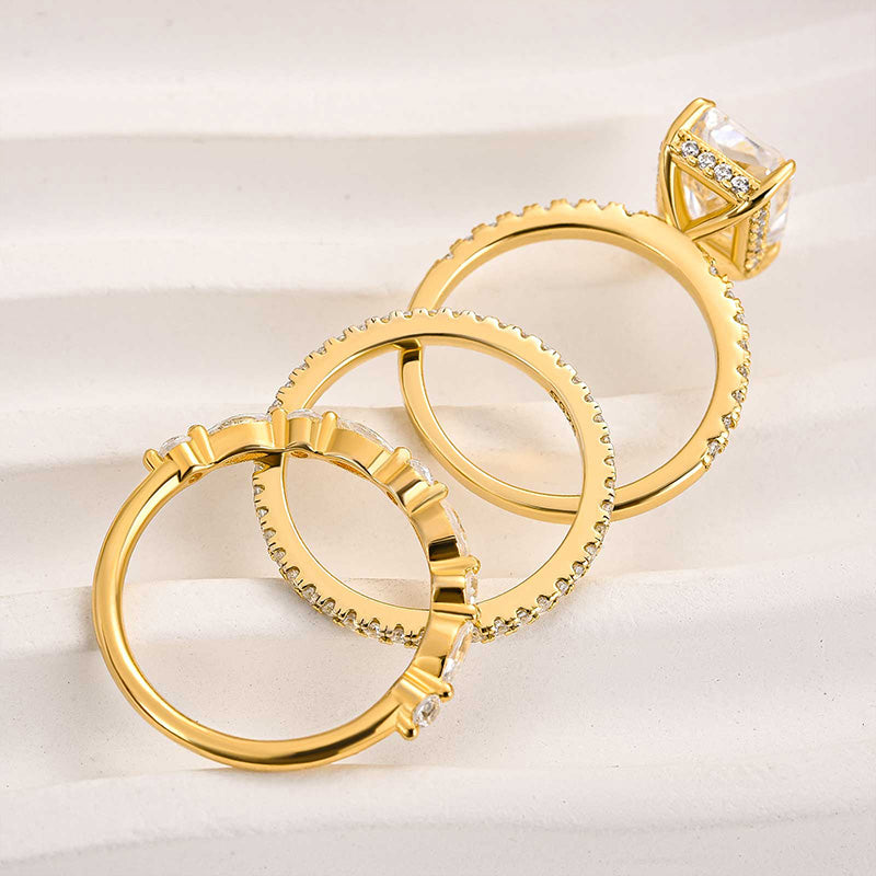 Conjunto de Noiva de Três Anéis Jaily | Ouro