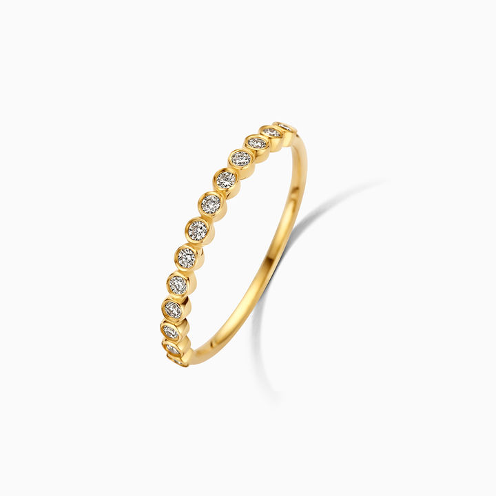 Anel Bubble com Pedrinhas | Ouro Branco
