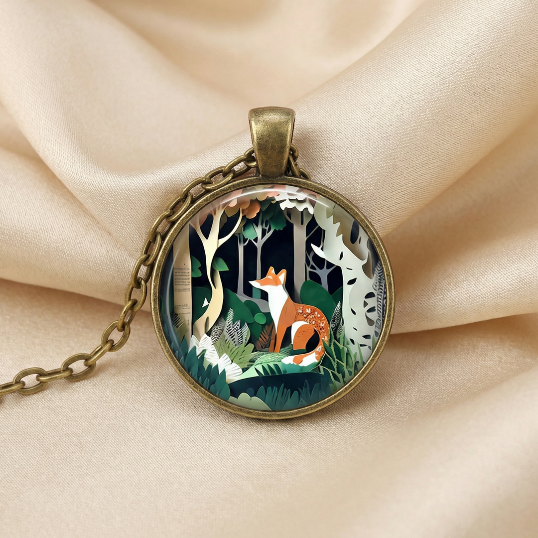 Colar com Pendente de Vidro Espírito Animal da Floresta