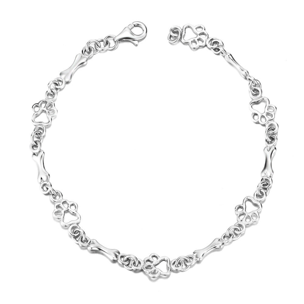 Edição Limitada: Pulseira em Prata de Lei com Pendentes de Pata e Osso