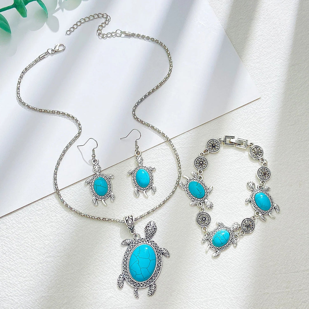 Conjunto de Joias com Tartaruga Turquesa