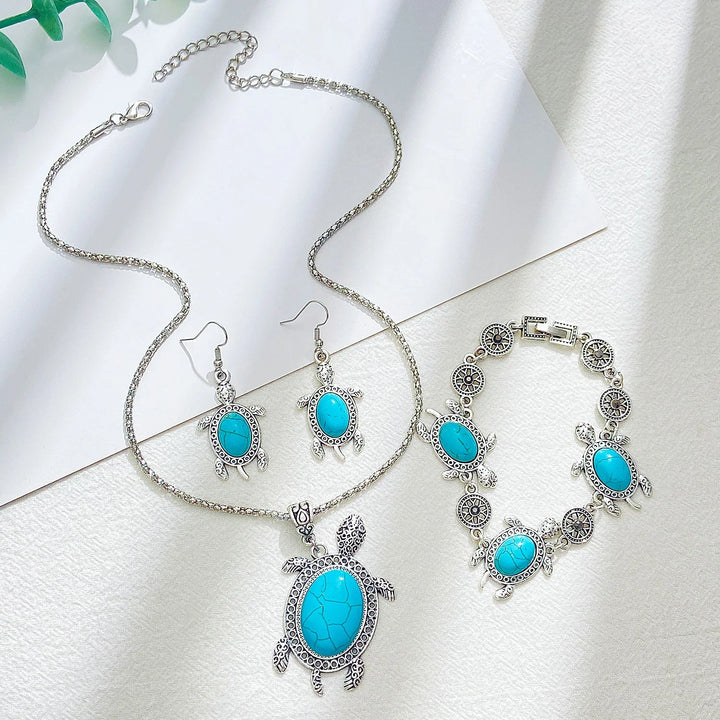 Conjunto de Joias com Tartaruga Turquesa