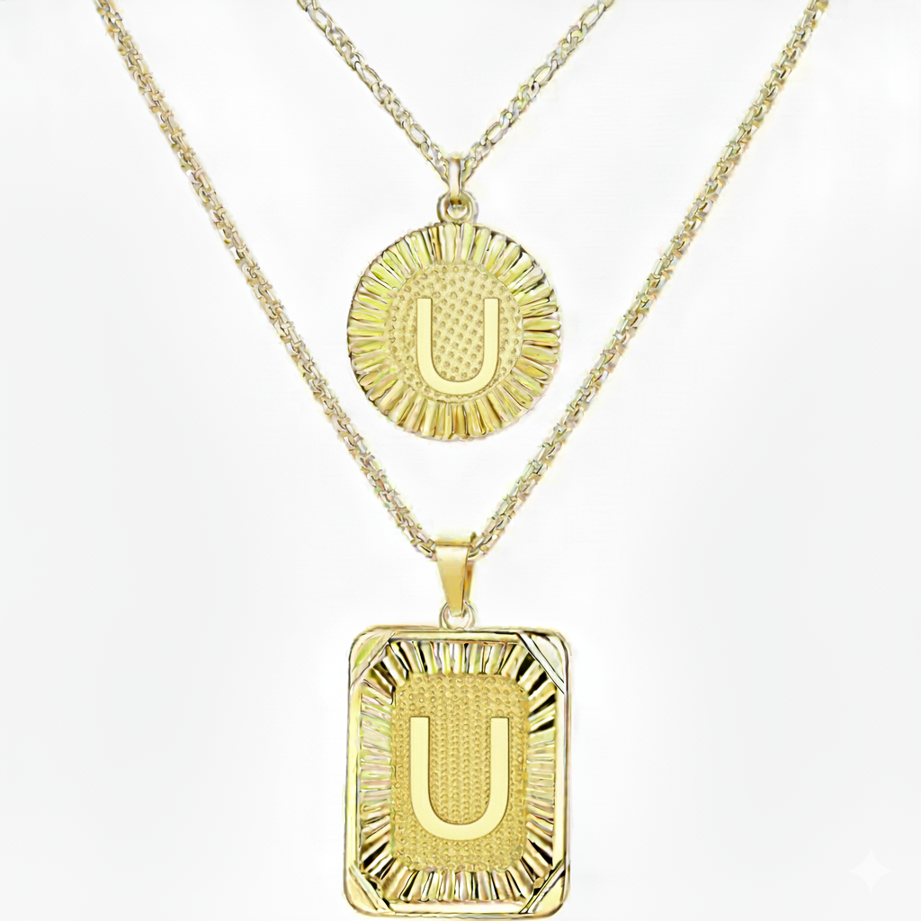 Conjunto de 2 Colares com Inicial 18K
