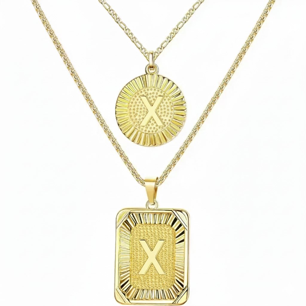 Conjunto de 2 Colares com Inicial 18K