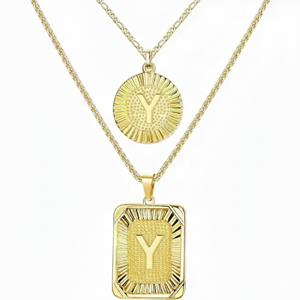 Conjunto de 2 Colares com Inicial 18K