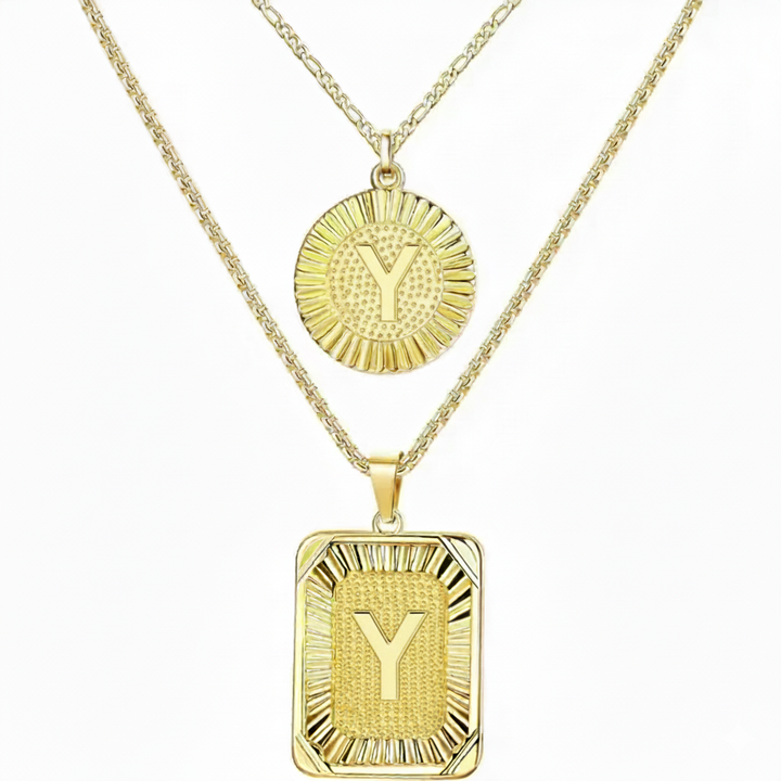 Conjunto de 2 Colares com Inicial 18K