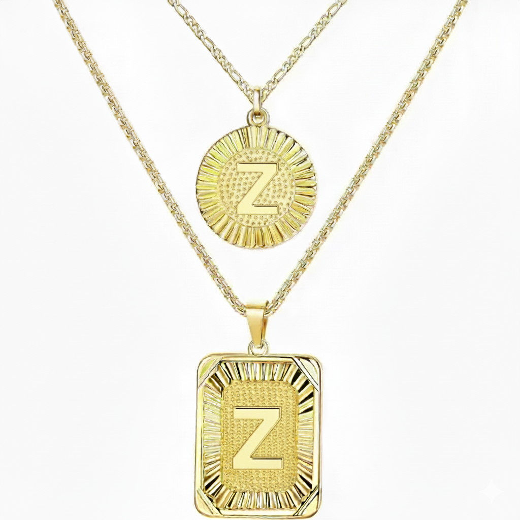 Conjunto de 2 Colares com Inicial 18K