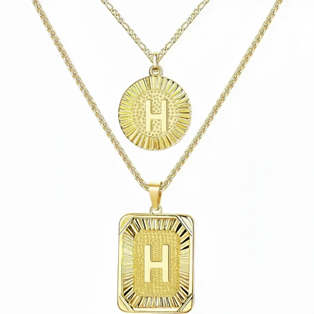 Conjunto de 2 Colares com Inicial 18K