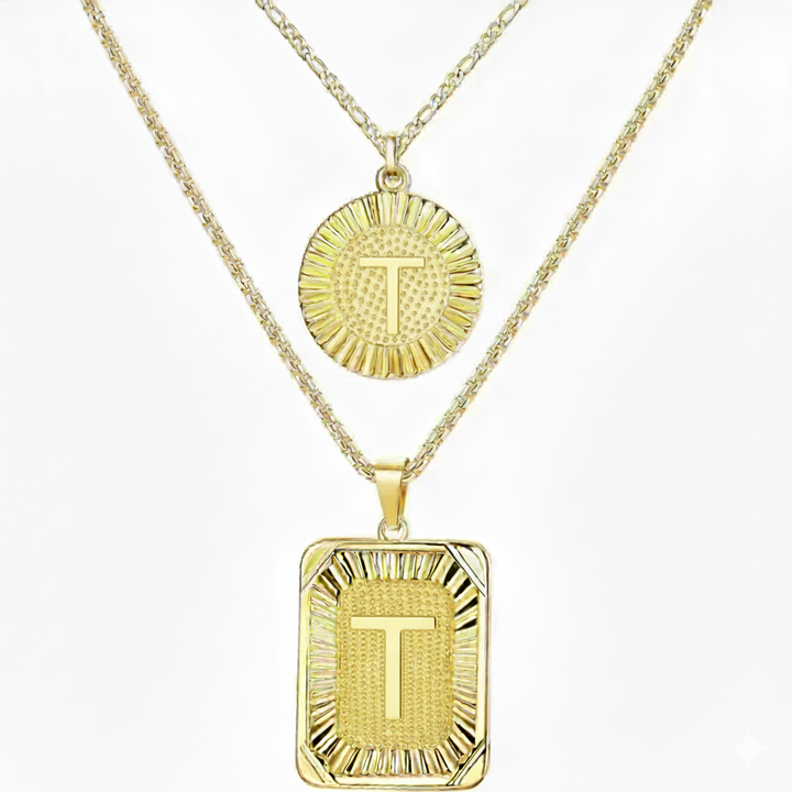 Conjunto de 2 Colares com Inicial 18K