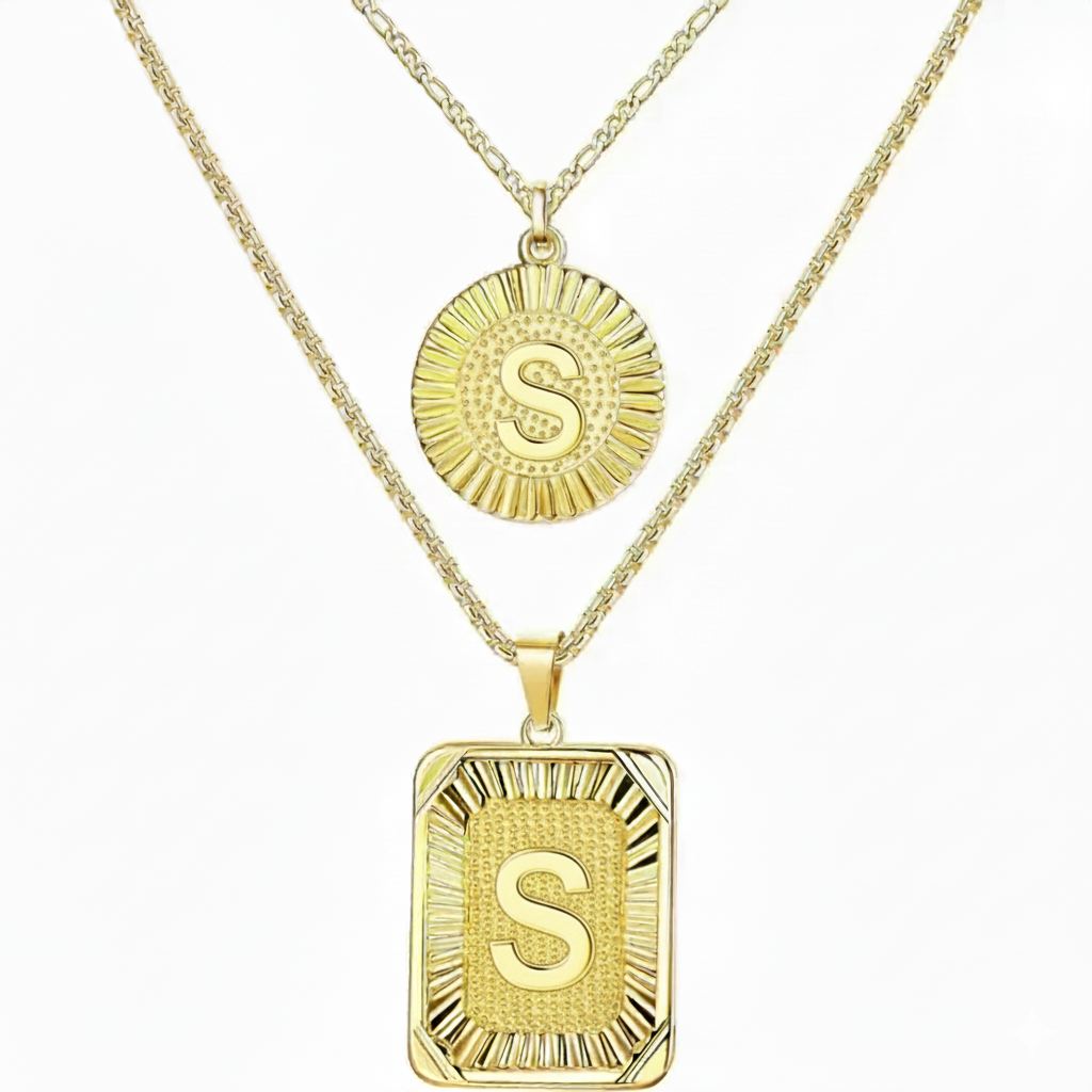 Conjunto de 2 Colares com Inicial 18K