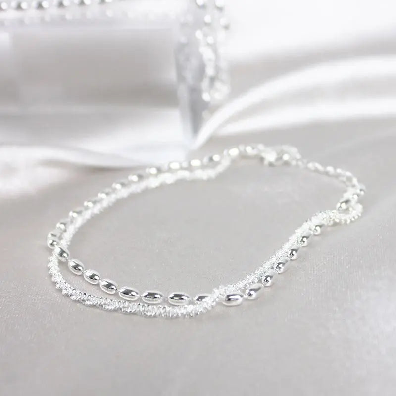 Conjunto de Pulseiras Prateado Elegante com Zircónias