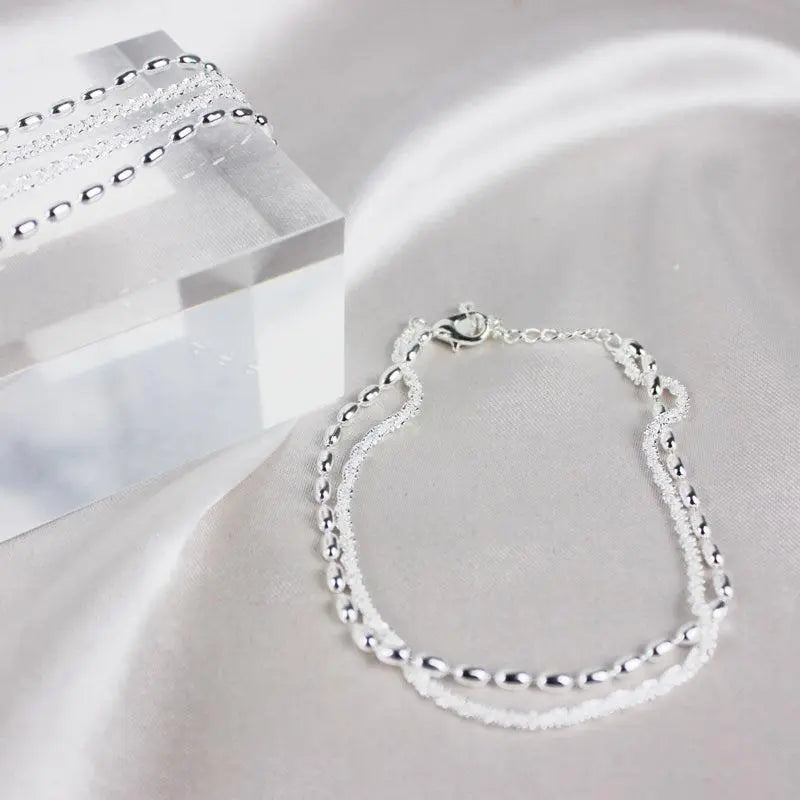 Conjunto de Pulseiras Prateado Elegante com Zircónias
