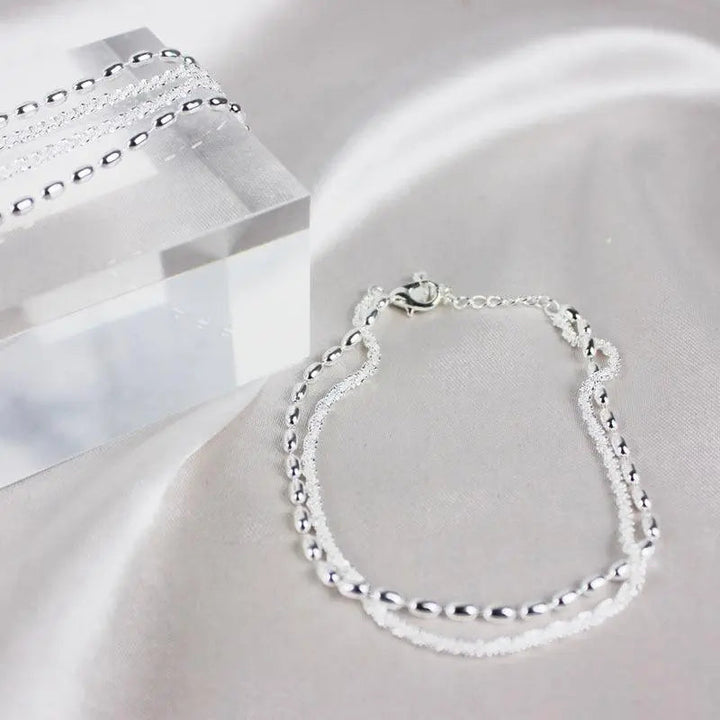 Conjunto de Pulseiras Prateado Elegante com Zircónias
