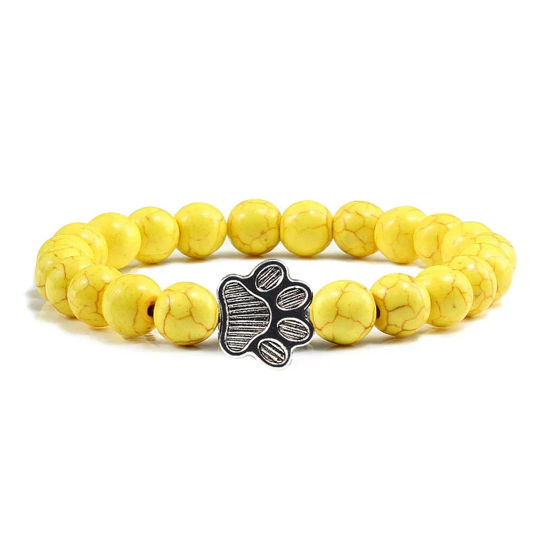 Pulseira de Contas com Pata – Pedras Naturais