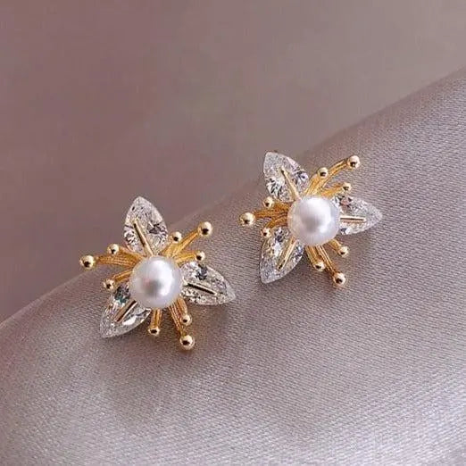 Brincos Pendentes com Cristais e Pérolas