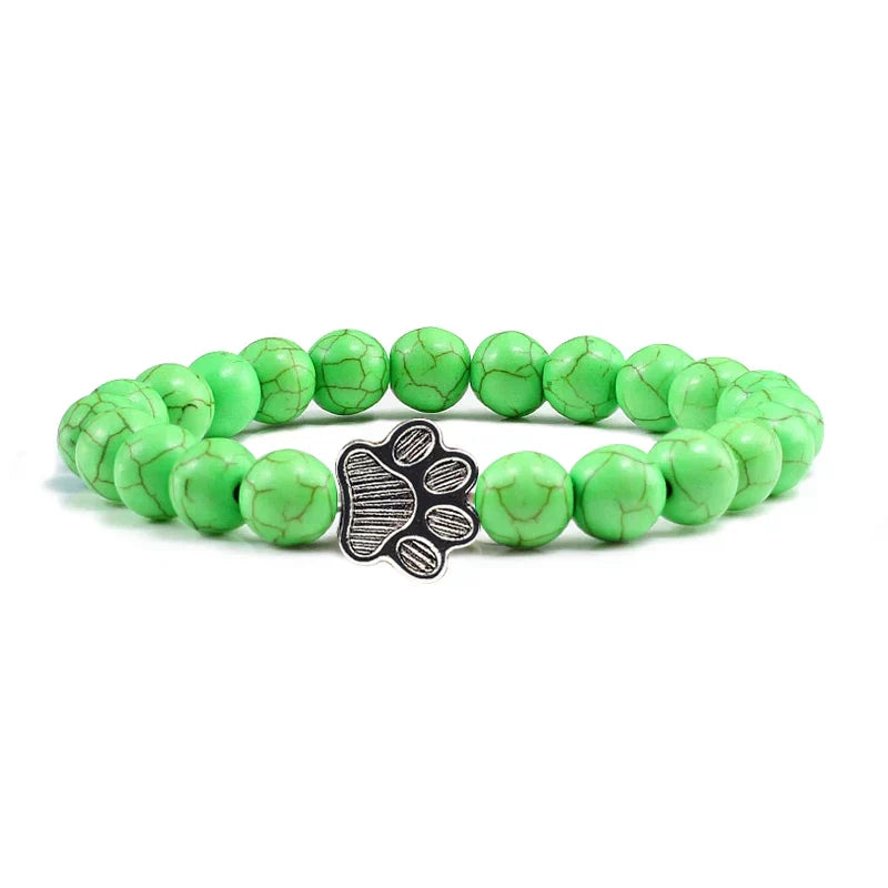 Pulseira de Contas com Pata – Pedras Naturais