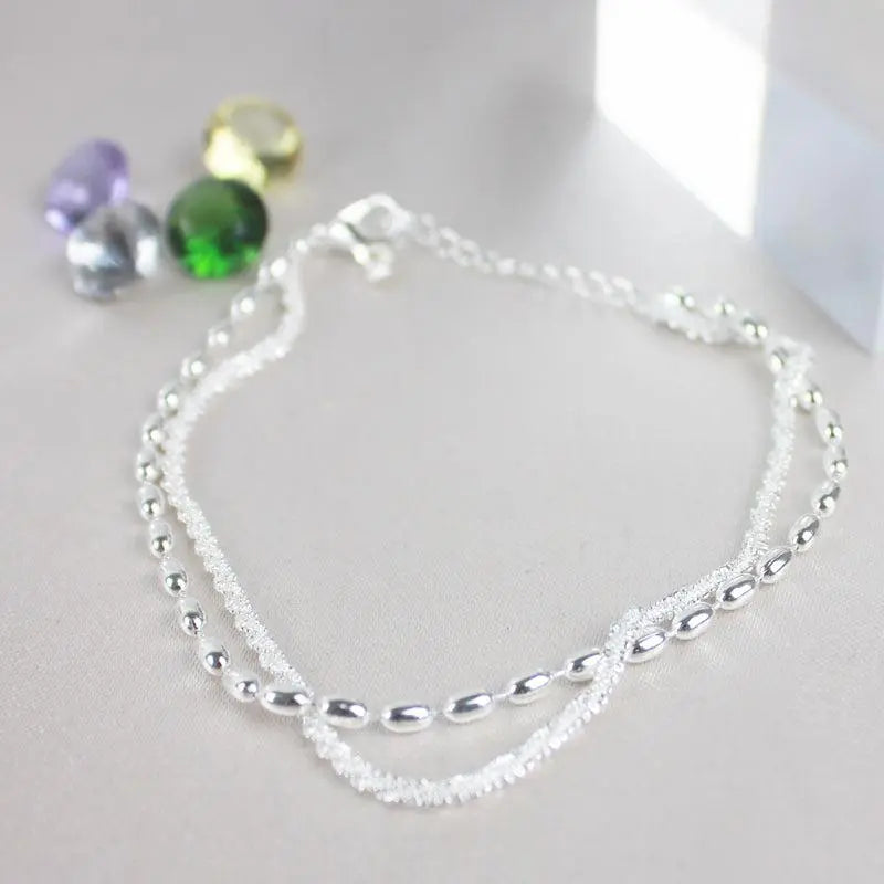 Conjunto de Pulseiras Prateado Elegante com Zircónias