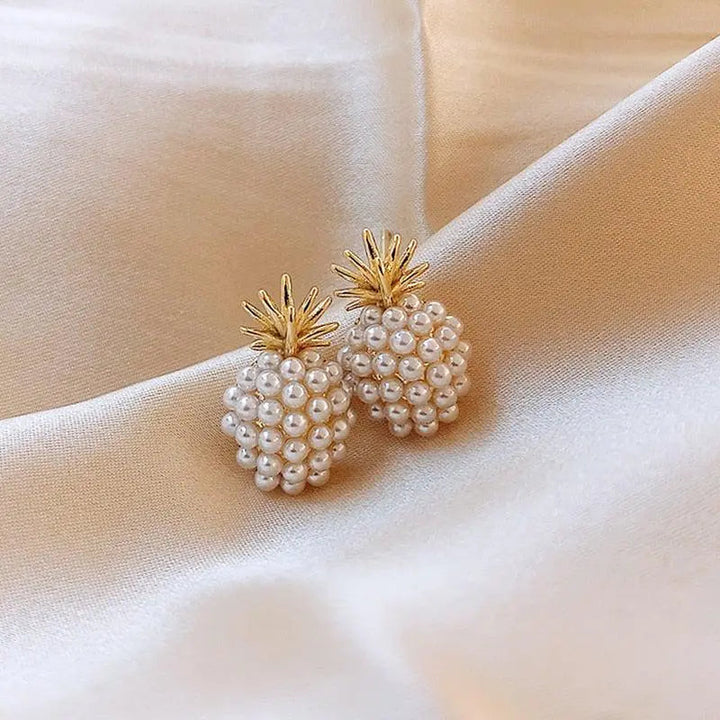 Brincos Tropicais com Ananás e Pérolas