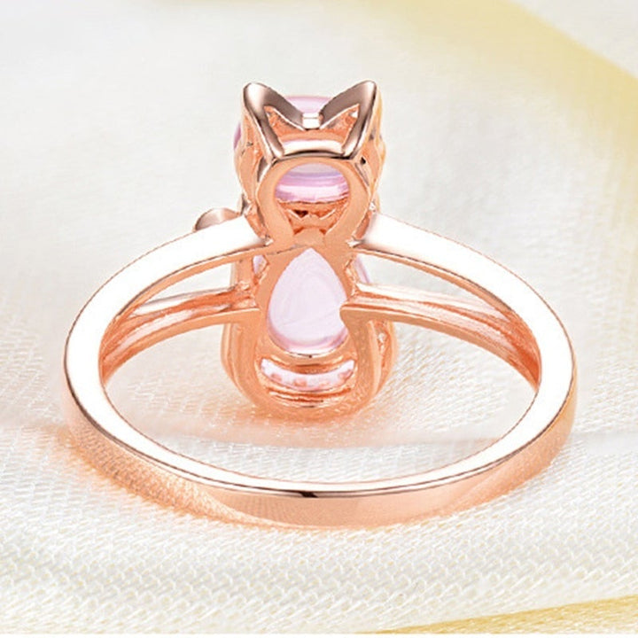 Anel com Gato em Ouro Rosa