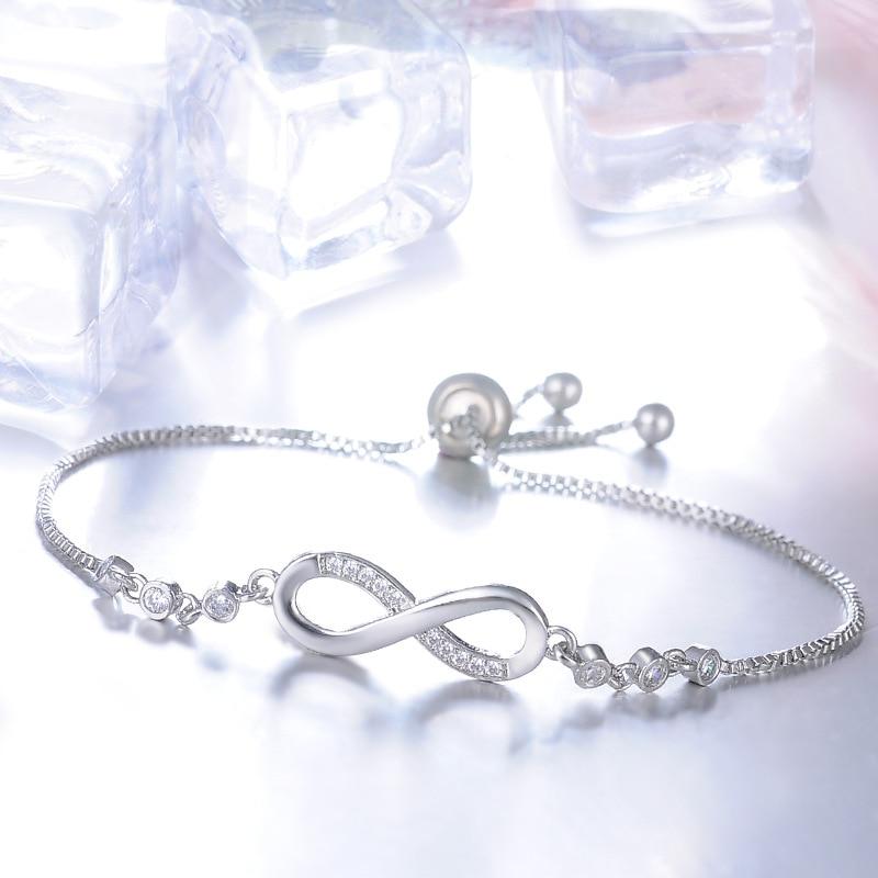 Pulseira Prateada Ajustável com Símbolo do Infinito