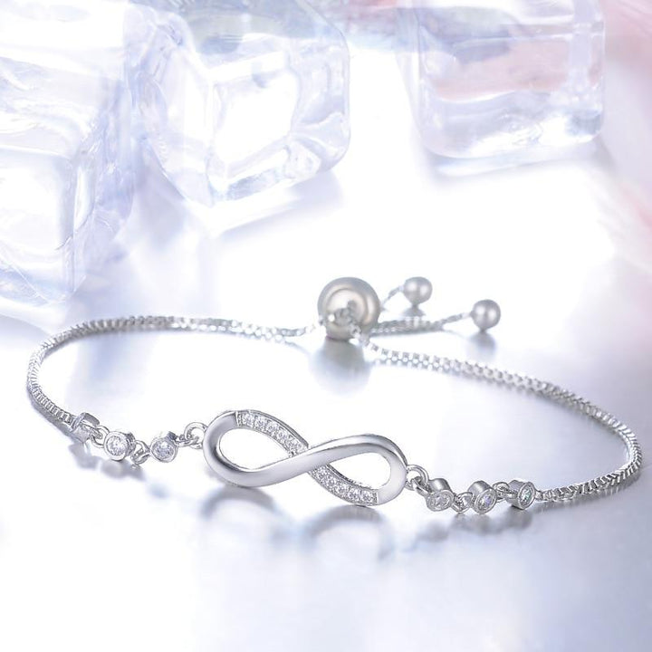 Pulseira Prateada Ajustável com Símbolo do Infinito