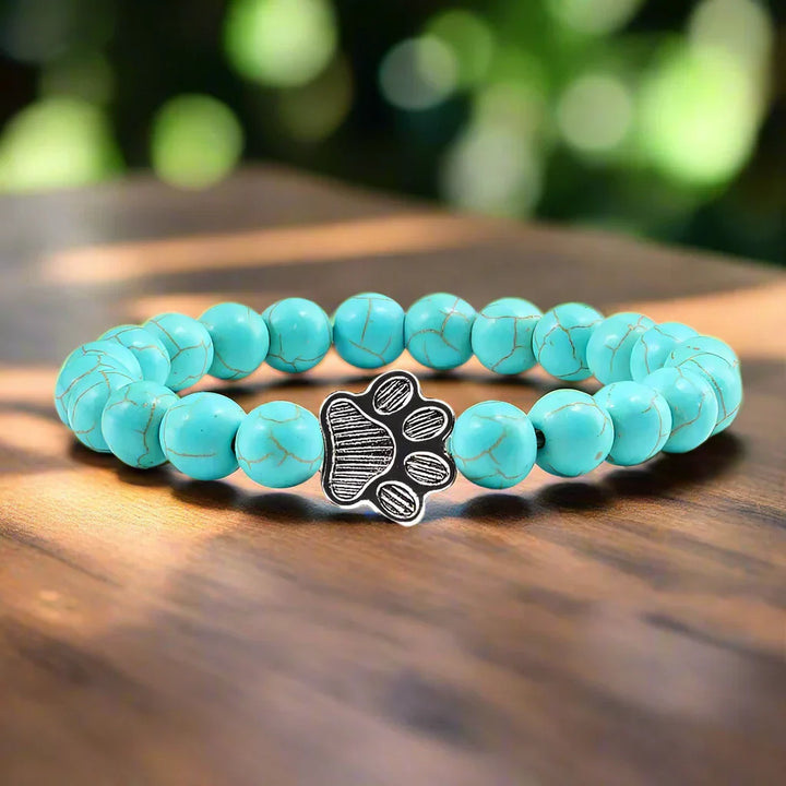 Pulseira de Contas com Pata – Pedras Naturais