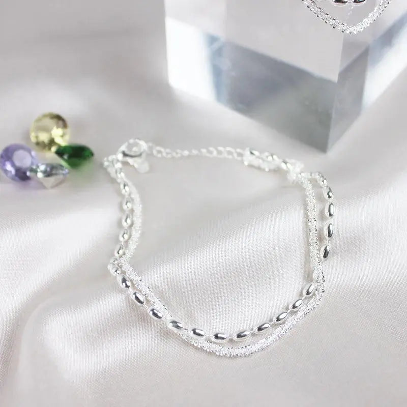 Conjunto de Pulseiras Prateado Elegante com Zircónias