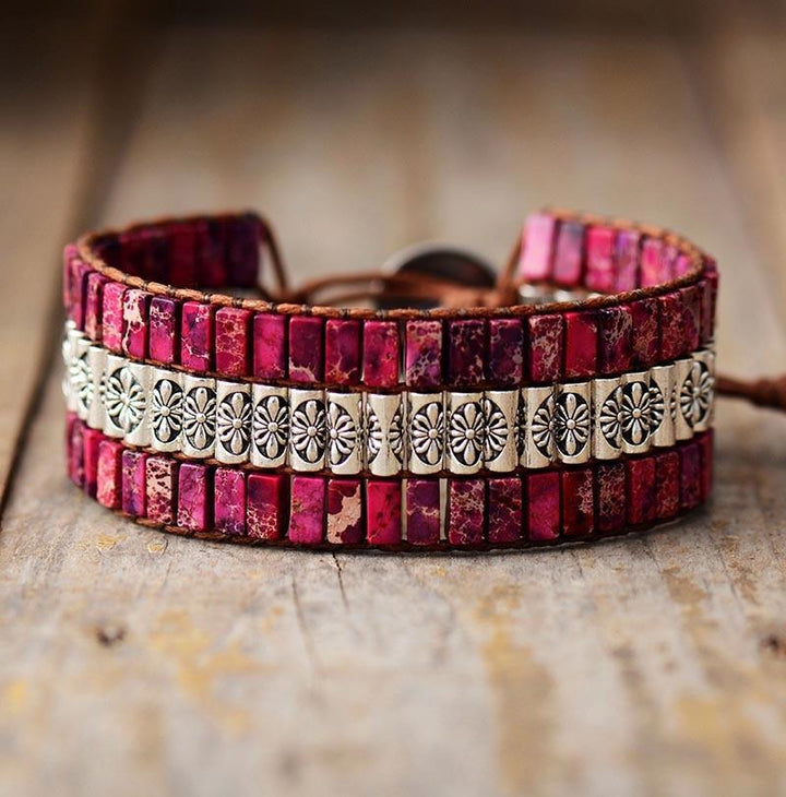 Pulseira Envolvente Boho com Lótus