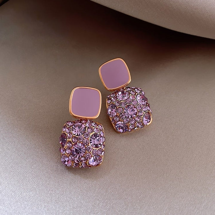 Brincos Roxos de Luxo com Zircónias Engastadas