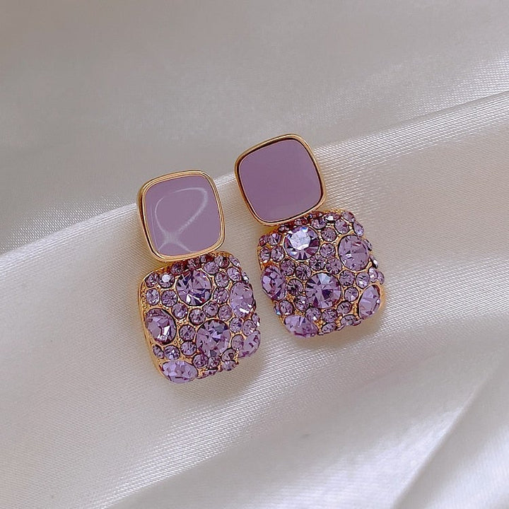 Brincos Roxos de Luxo com Zircónias Engastadas