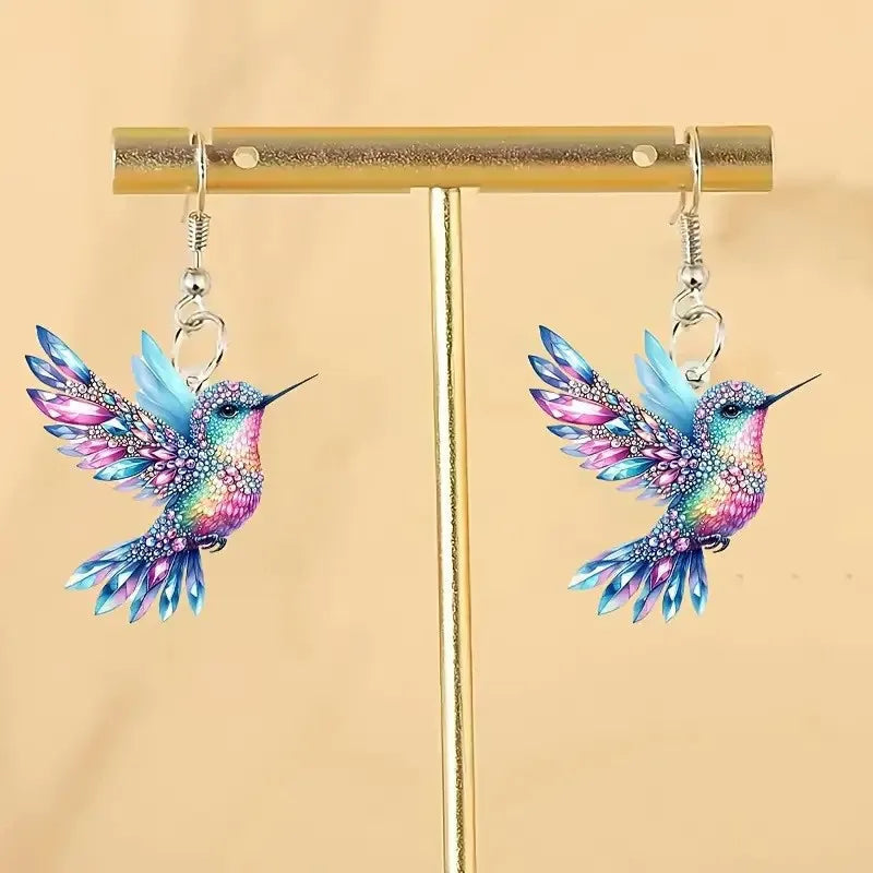 Brincos Pendentes com Colibri