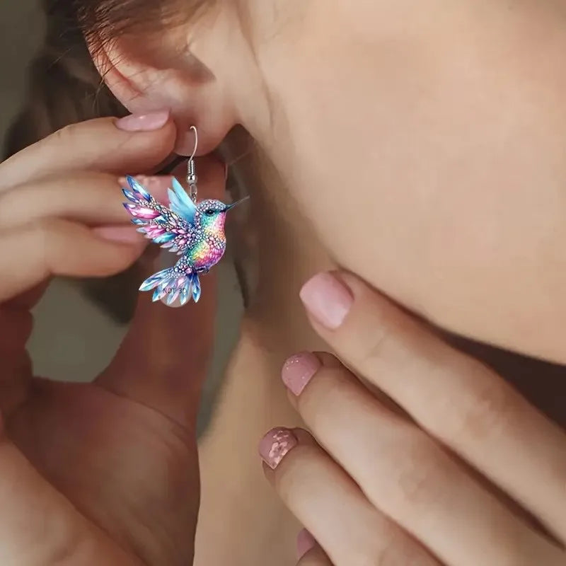 Brincos Pendentes com Colibri